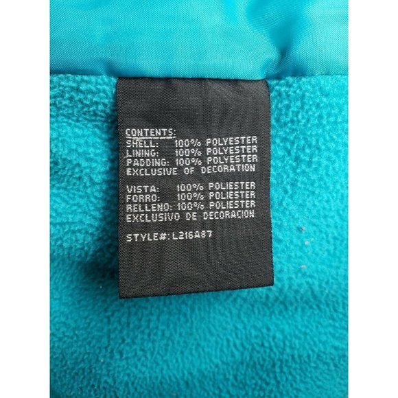 London Fog Girls Gray With Teal Trim Diamond Embroidered Hooded Jacket Small 7/8 - Picture 11 of 12